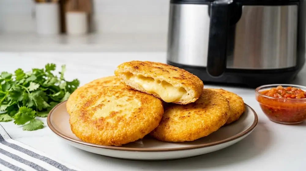 Arepa con queso en freidora de aire