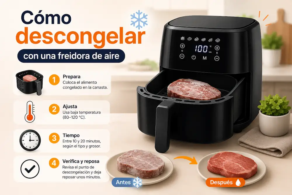 Cómo descongelar con una freidora de aire