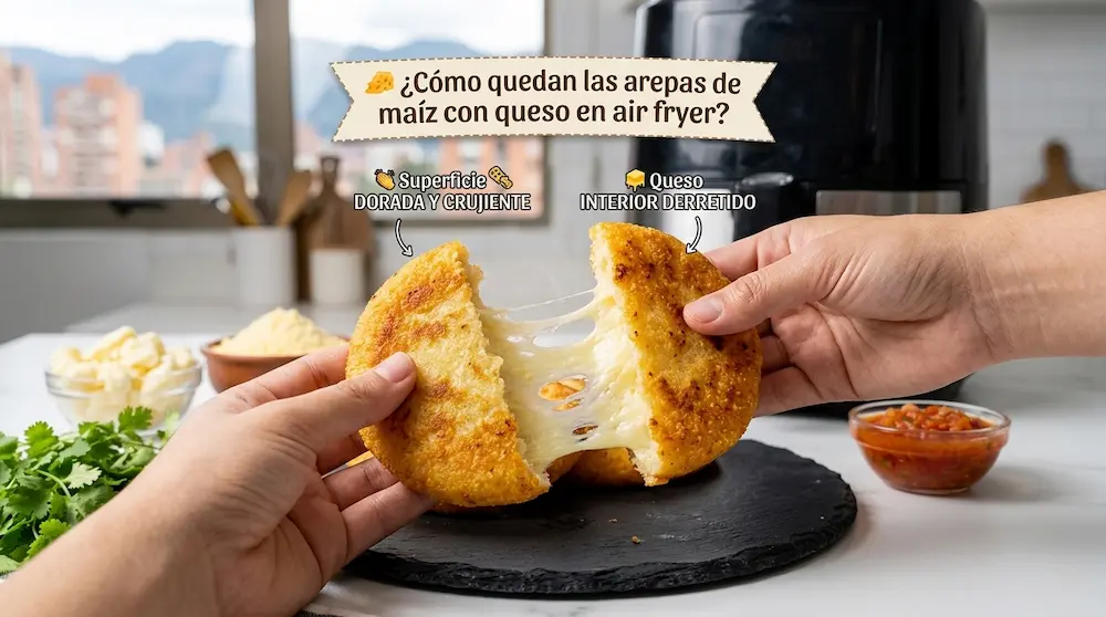 Cómo quedan las arepas con queso en air fryer