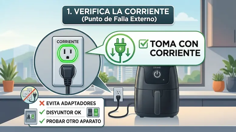 Comprueba que el enchufe tenga corriente