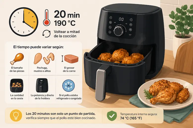 Cuánto tiempo tarda el pollo en la freidora de aire