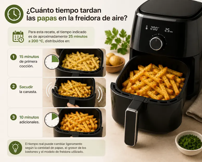 Cuánto tiempo tardan las papas en la freidora de aire