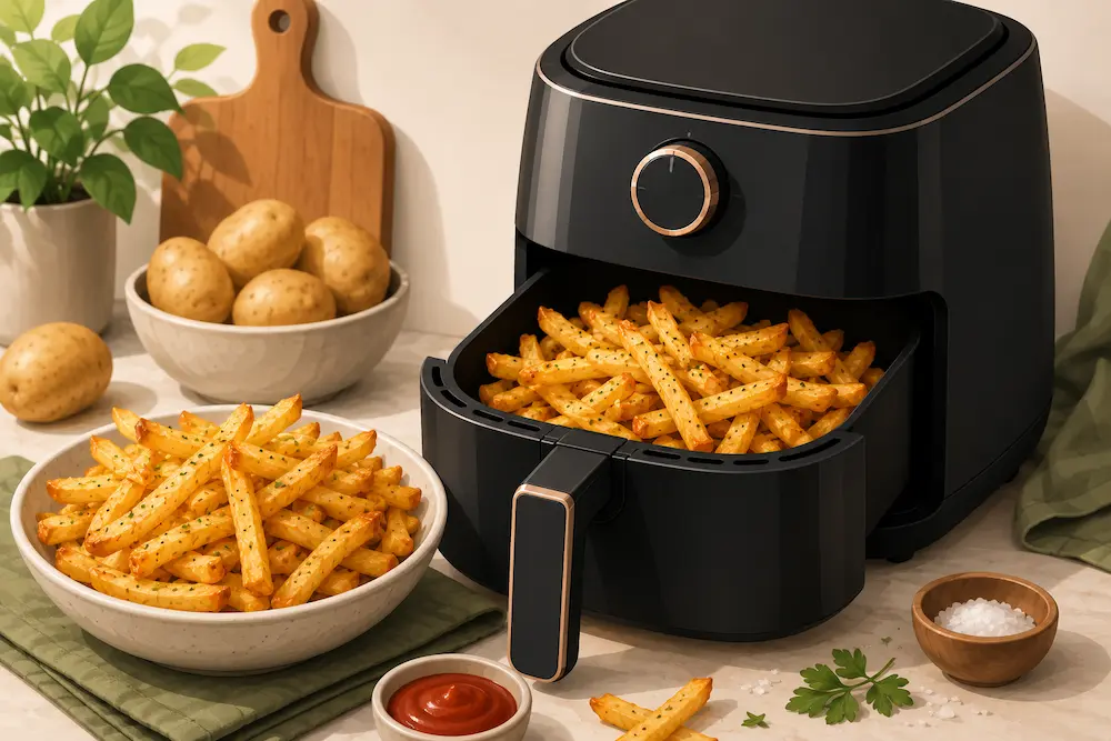 Papas fritas en freidora de aire
