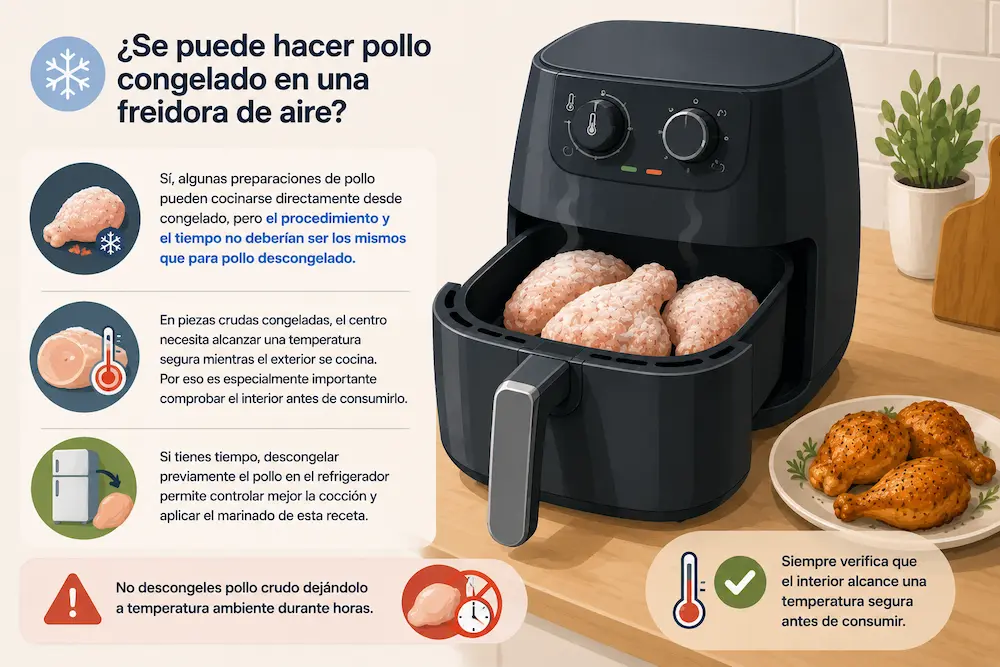 Se puede hacer pollo congelado en una freidora de aire