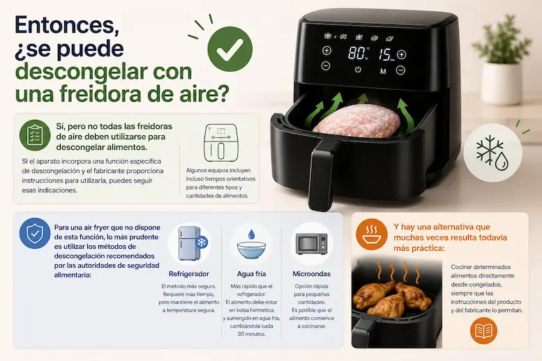 se puede descongelar con una freidora de aire