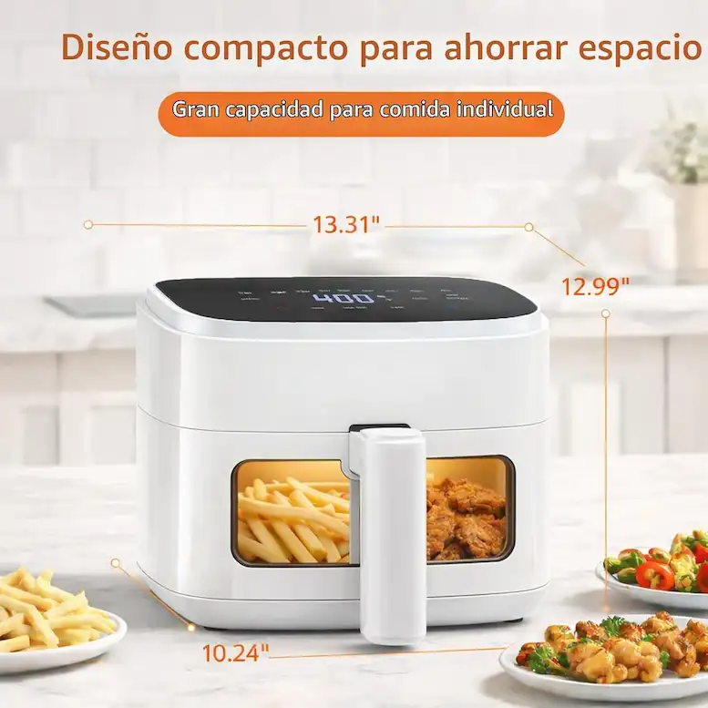 Freidora de Aire Blanca Capacidad visualización